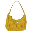 PRADA Accessory Pouch Nylon Yellow Silver Auth 127600V-1
