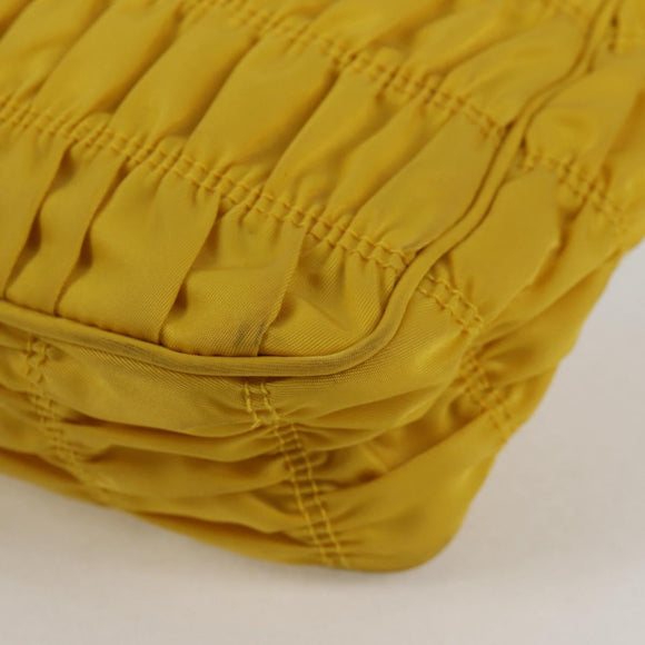 PRADA Accessory Pouch Nylon Yellow Silver Auth 127600V