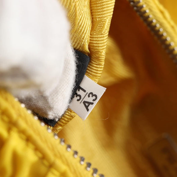 PRADA Accessory Pouch Nylon Yellow Silver Auth 127600V