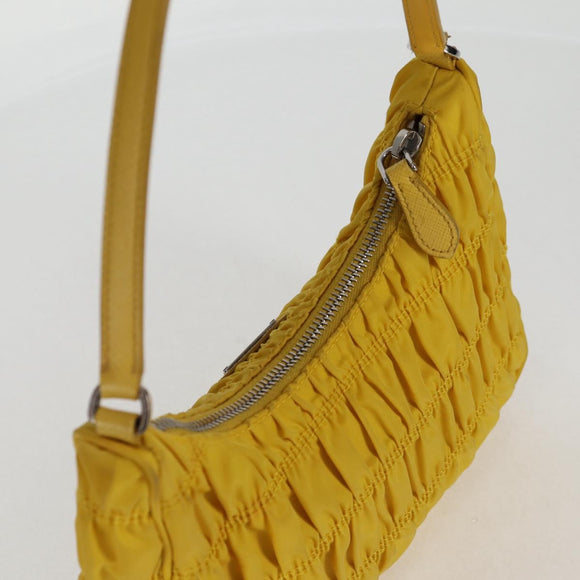 PRADA Accessory Pouch Nylon Yellow Silver Auth 127600V