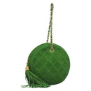 CHANEL Matelasse Chain Hand Bag Suede 2way Green Gold CC Auth 127613-1