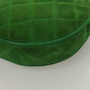CHANEL Matelasse Chain Hand Bag Suede 2way Green Gold CC Auth 127613-13