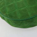 CHANEL Matelasse Chain Hand Bag Suede 2way Green Gold CC Auth 127613-16