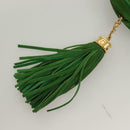 CHANEL Matelasse Chain Hand Bag Suede 2way Green Gold CC Auth 127613-14