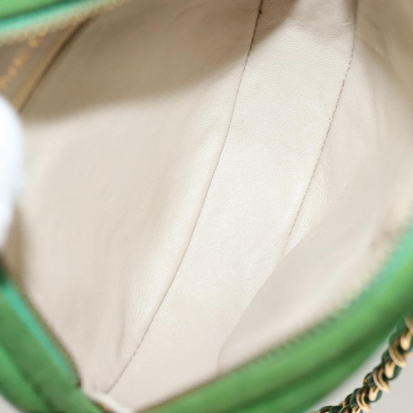 CHANEL Matelasse Chain Hand Bag Suede 2way Green Gold CC Auth 127613