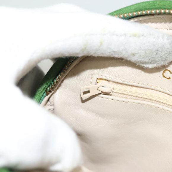 CHANEL Matelasse Chain Hand Bag Suede 2way Green Gold CC Auth 127613