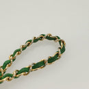 CHANEL Matelasse Chain Hand Bag Suede 2way Green Gold CC Auth 127613-8