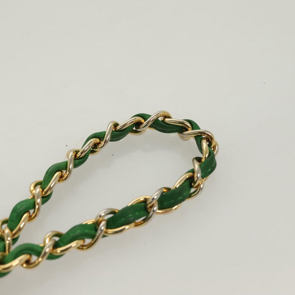 CHANEL Matelasse Chain Hand Bag Suede 2way Green Gold CC Auth 127613