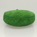 CHANEL Matelasse Chain Hand Bag Suede 2way Green Gold CC Auth 127613-9