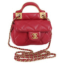 CHANEL Matelasse Chain Shoulder Bag Lamb Skin Pink Gold CC Auth 127614SM-1