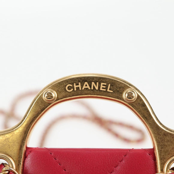 CHANEL Matelasse Chain Shoulder Bag Lamb Skin Pink Gold CC Auth 127614SM