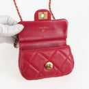 CHANEL Matelasse Chain Shoulder Bag Lamb Skin Pink Gold CC Auth 127614SM-17