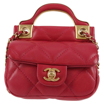 CHANEL Matelasse Chain Shoulder Bag Lamb Skin Pink Gold CC Auth 127614SM - 0