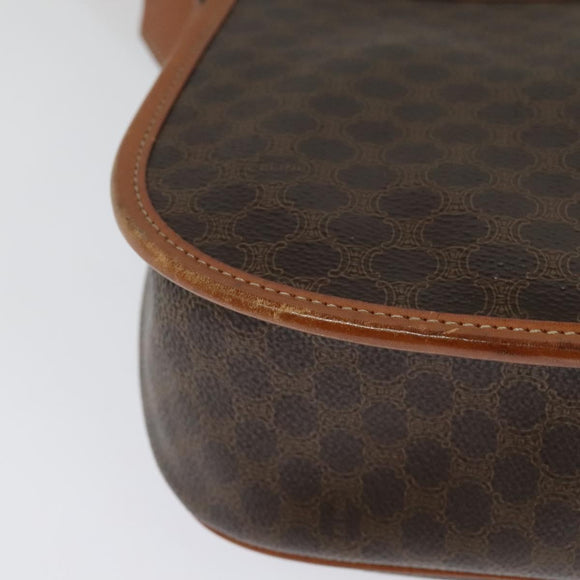 CELINE Macadam Canvas Shoulder Bag PVC Brown Gold Auth 127643