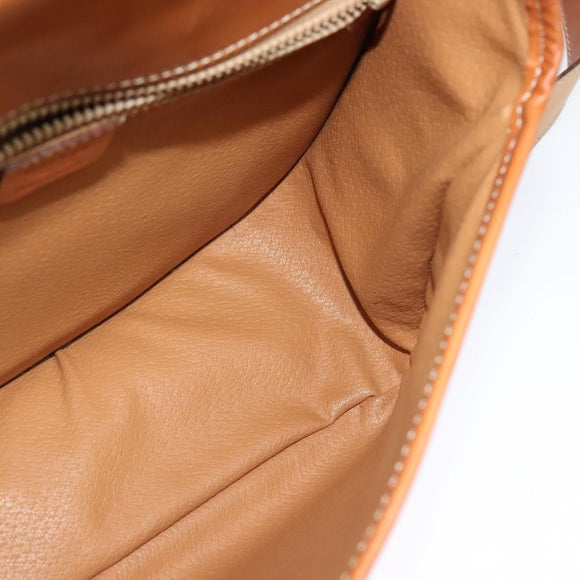 CELINE Macadam Canvas Shoulder Bag PVC Brown Gold Auth 127643