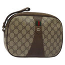 GUCCI GG Supreme Web Sherry Line Bag PVC Beige Brown 89 01 034 Auth 127646-1