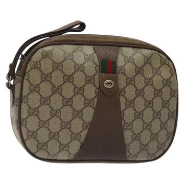 GUCCI GG Supreme Web Sherry Line Bag PVC Beige Brown 89 01 034 Auth 127646