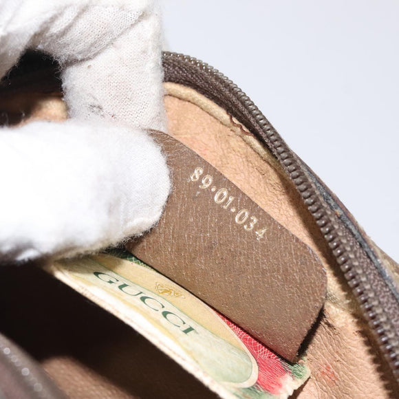 GUCCI GG Supreme Web Sherry Line Bag PVC Beige Brown 89 01 034 Auth 127646