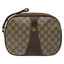 GUCCI GG Supreme Web Sherry Line Bag PVC Beige Brown 89 01 034 Auth 127646-13