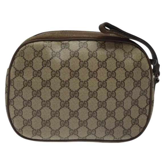 GUCCI GG Supreme Web Sherry Line Bag PVC Beige Brown 89 01 034 Auth 127646