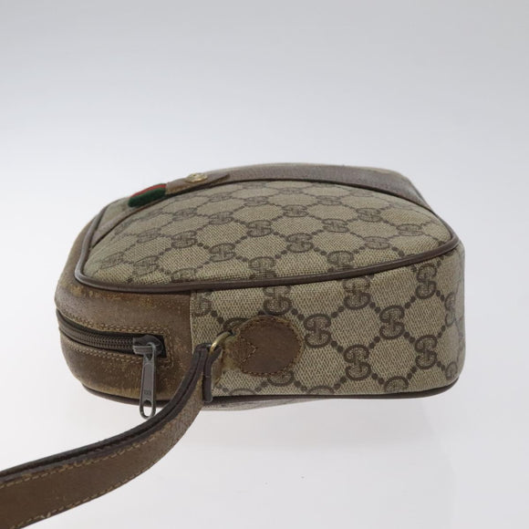 GUCCI GG Supreme Web Sherry Line Bag PVC Beige Brown 89 01 034 Auth 127646