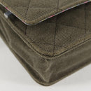 CHANEL Matelasse Chain Shoulder Bag Canvas Green Gold CC Auth 127648M-8