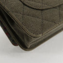 CHANEL Matelasse Chain Shoulder Bag Canvas Green Gold CC Auth 127648M-16