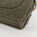 CHANEL Matelasse Chain Shoulder Bag Canvas Green Gold CC Auth 127648M-17