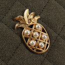 CHANEL Matelasse Chain Shoulder Bag Canvas Green Gold CC Auth 127648M-20