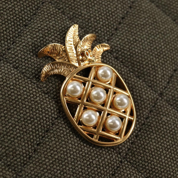 CHANEL Matelasse Chain Shoulder Bag Canvas Green Gold CC Auth 127648M