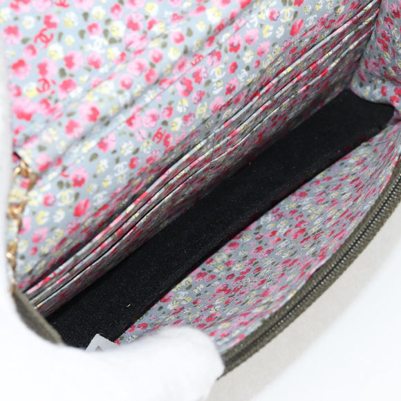 CHANEL Matelasse Chain Shoulder Bag Canvas Green Gold CC Auth 127648M