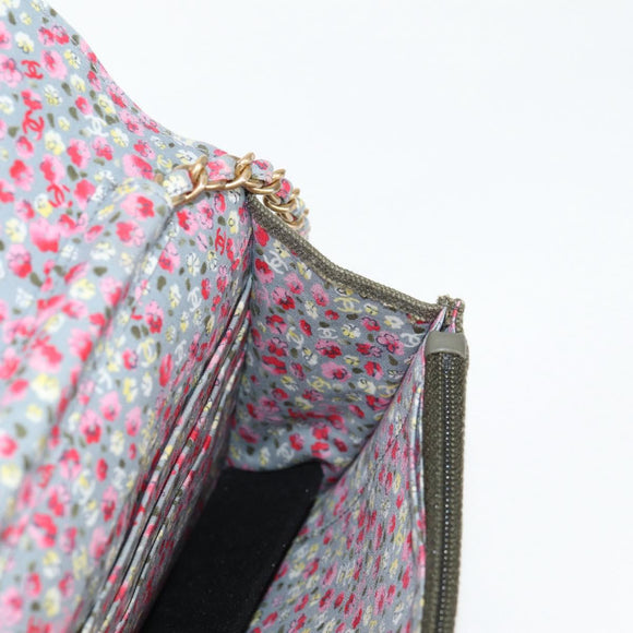 CHANEL Matelasse Chain Shoulder Bag Canvas Green Gold CC Auth 127648M