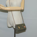 CHANEL Matelasse Chain Shoulder Bag Canvas Green Gold CC Auth 127648M-27