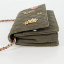 CHANEL Matelasse Chain Shoulder Bag Canvas Green Gold CC Auth 127648M-3