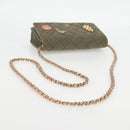 CHANEL Matelasse Chain Shoulder Bag Canvas Green Gold CC Auth 127648M-7