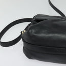 BVLGARI Shoulder Bag Leather Black Gold Auth 127655-10