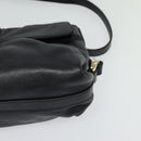 BVLGARI Shoulder Bag Leather Black Gold Auth 127655-11