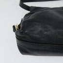 BVLGARI Shoulder Bag Leather Black Gold Auth 127655-12