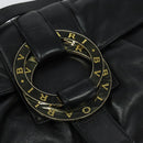 BVLGARI Shoulder Bag Leather Black Gold Auth 127655-14
