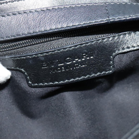 BVLGARI Shoulder Bag Leather Black Gold Auth 127655