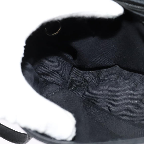 BVLGARI Shoulder Bag Leather Black Gold Auth 127655