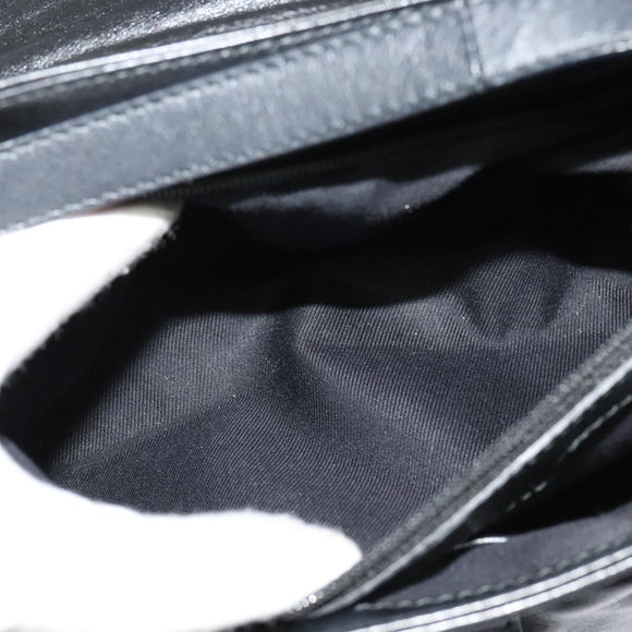 BVLGARI Shoulder Bag Leather Black Gold Auth 127655