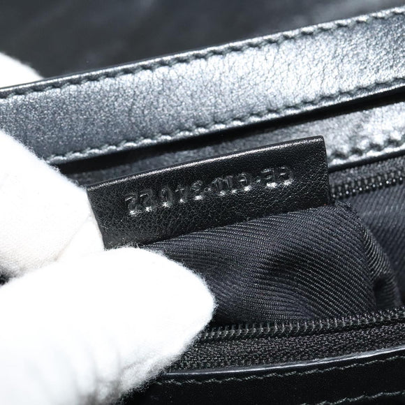 BVLGARI Shoulder Bag Leather Black Gold Auth 127655