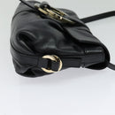 BVLGARI Shoulder Bag Leather Black Gold Auth 127655-5