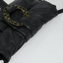 BVLGARI Shoulder Bag Leather Black Gold Auth 127655-6