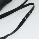 BVLGARI Shoulder Bag Leather Black Gold Auth 127655-7