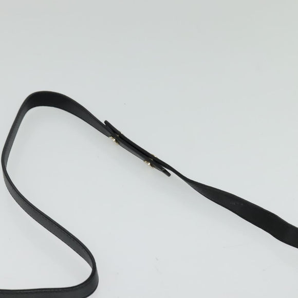 BVLGARI Shoulder Bag Leather Black Gold Auth 127655