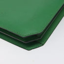 CELINE Hand Bag Leather Green Gold Auth 127658A-14