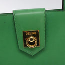 CELINE Hand Bag Leather Green Gold Auth 127658A-17