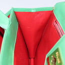 CELINE Hand Bag Leather Green Gold Auth 127658A-20
